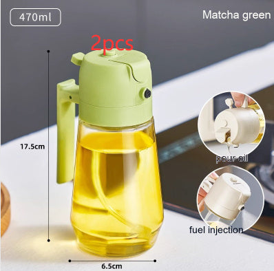 470ML Olijfolie Spuitdispenser Voor Koken BBQ 2 In 1 Glazen Olie Azijn Sojasaus Spray Keuken Olie Fles Voor Air Fryer