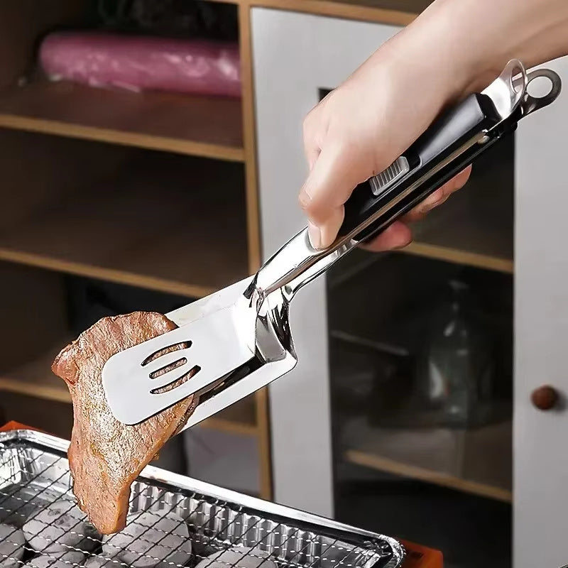 RVS Grillklem, Multifunctionele Spatel Tangen Spatel Tangen Voor Grillen Frituren Barbecue Spatel Clip BBQ Tangen Frituren Vis Spatel Clip Brood Huishoudelijke Keuken Tool