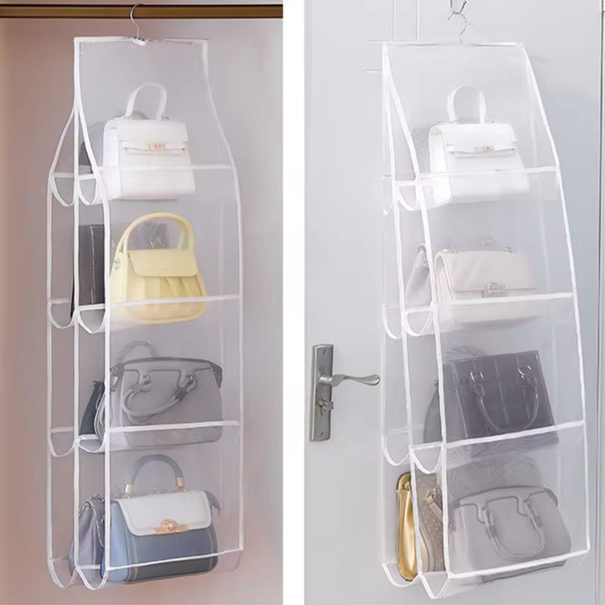 Hangende Handtas Opbergzak Met 8 Pockets Kledingkast Transparante Organizer Stofdichte Deksel Voor Huishoudelijke Allerlei Schoenentas