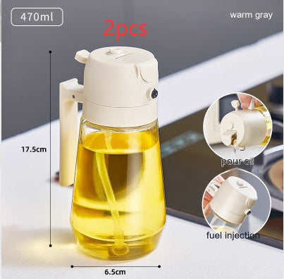 470ML Olijfolie Spuitdispenser Voor Koken BBQ 2 In 1 Glazen Olie Azijn Sojasaus Spray Keuken Olie Fles Voor Air Fryer