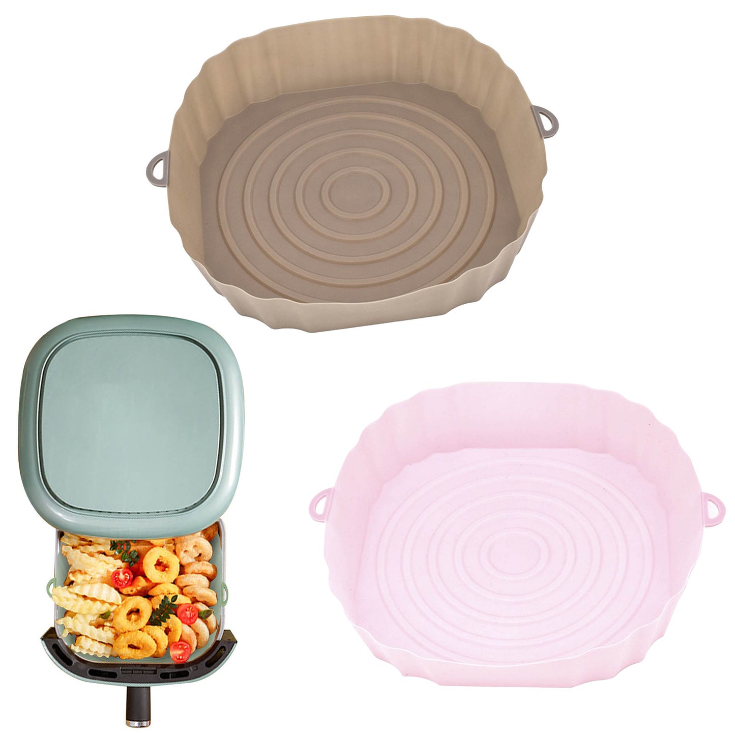 Airfryer Siliconen Mand Siliconen Vorm Airfryer Oven Bakplaat Pizza Gefrituurde Kip Mand Herbruikbare Pan Liner Accessoires