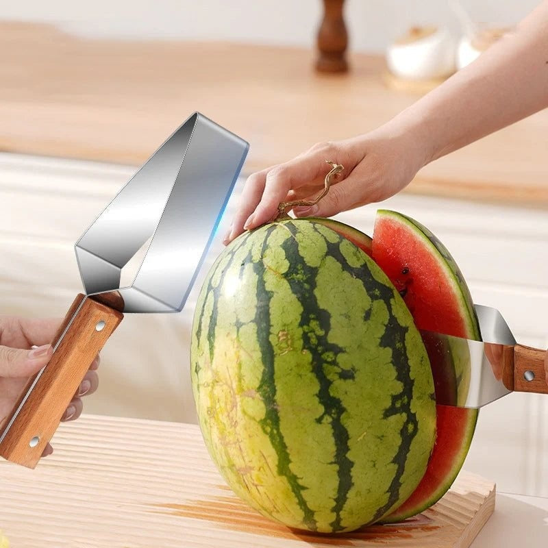 Nieuwe Watermeloen Splijter Watermeloen Snijartifact 430 Roestvrijstalen Snijstuk Splijter Huishoudelijke Meloen Driehoek Snijmes Fruitmes Keuken Gadgets