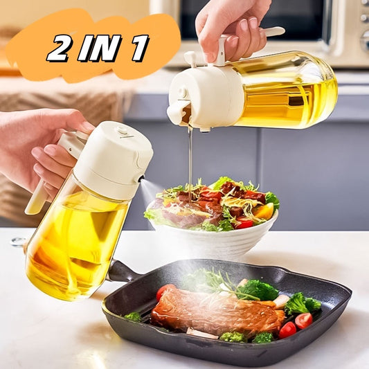 470ML Olijfolie Spuitdispenser Voor Koken BBQ 2 In 1 Glazen Olie Azijn Sojasaus Spray Keuken Olie Fles Voor Air Fryer