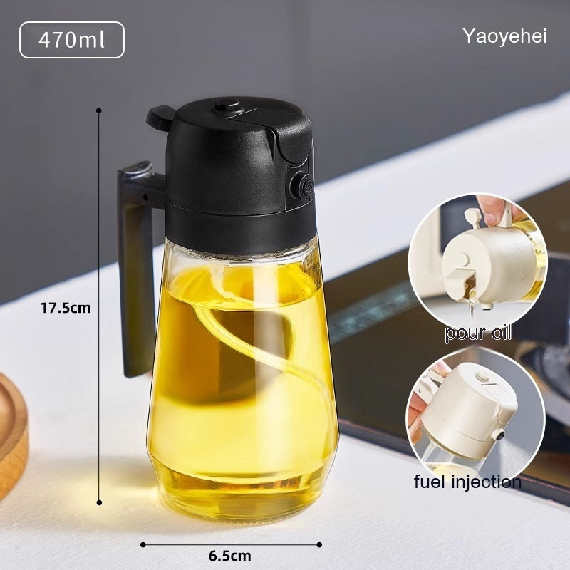 470ML Olijfolie Spuitdispenser Voor Koken BBQ 2 In 1 Glazen Olie Azijn Sojasaus Spray Keuken Olie Fles Voor Air Fryer