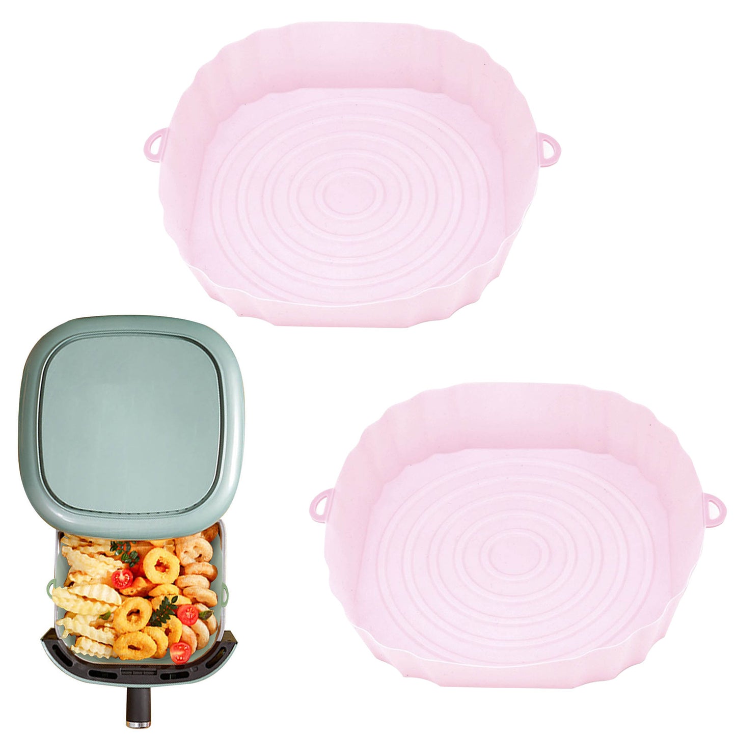Airfryer Siliconen Mand Siliconen Vorm Airfryer Oven Bakplaat Pizza Gefrituurde Kip Mand Herbruikbare Pan Liner Accessoires