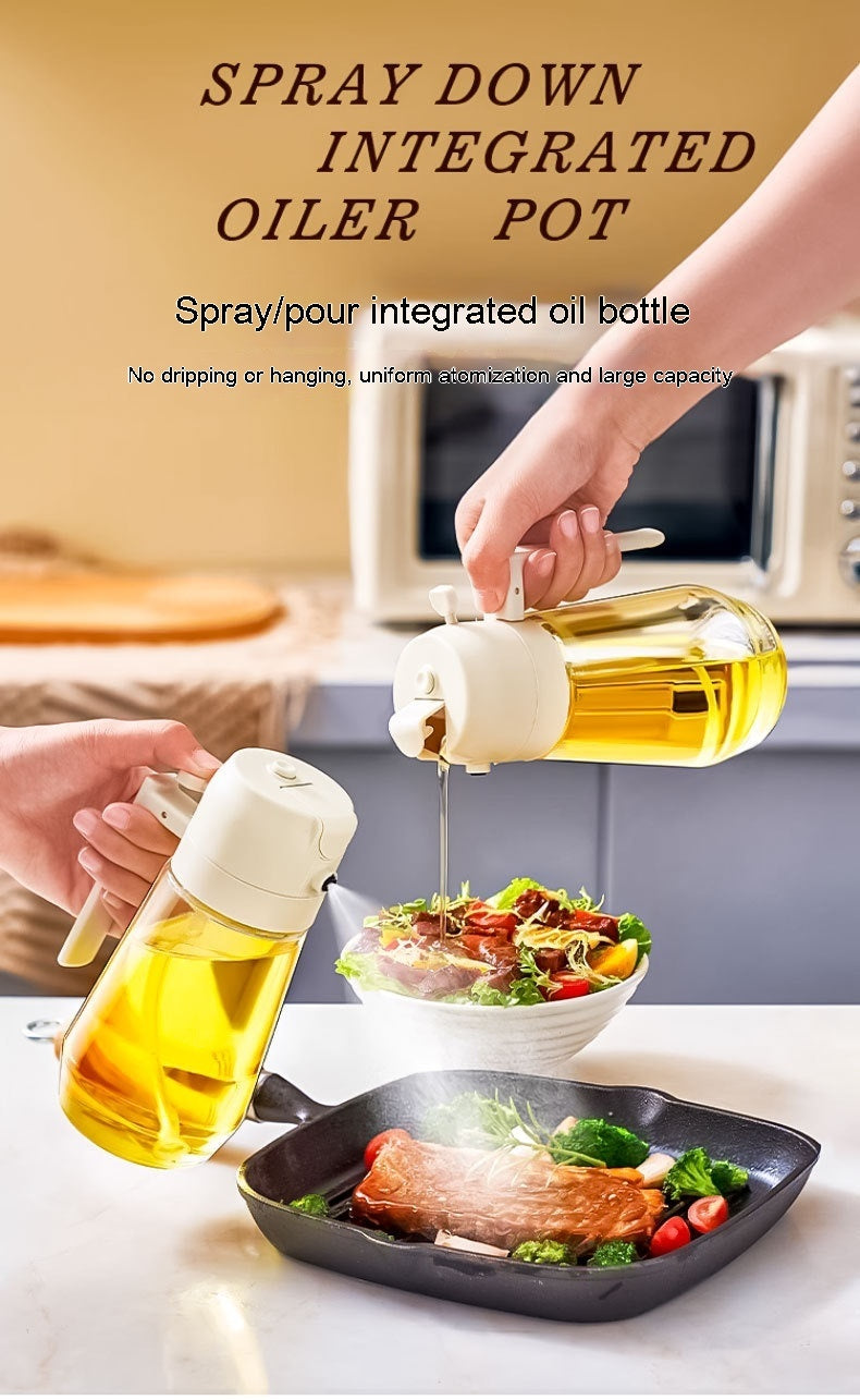 470ML Olijfolie Spuitdispenser Voor Koken BBQ 2 In 1 Glazen Olie Azijn Sojasaus Spray Keuken Olie Fles Voor Air Fryer