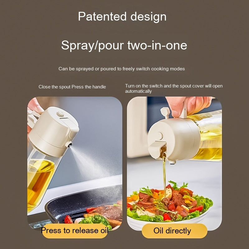 470ML Olijfolie Spuitdispenser Voor Koken BBQ 2 In 1 Glazen Olie Azijn Sojasaus Spray Keuken Olie Fles Voor Air Fryer