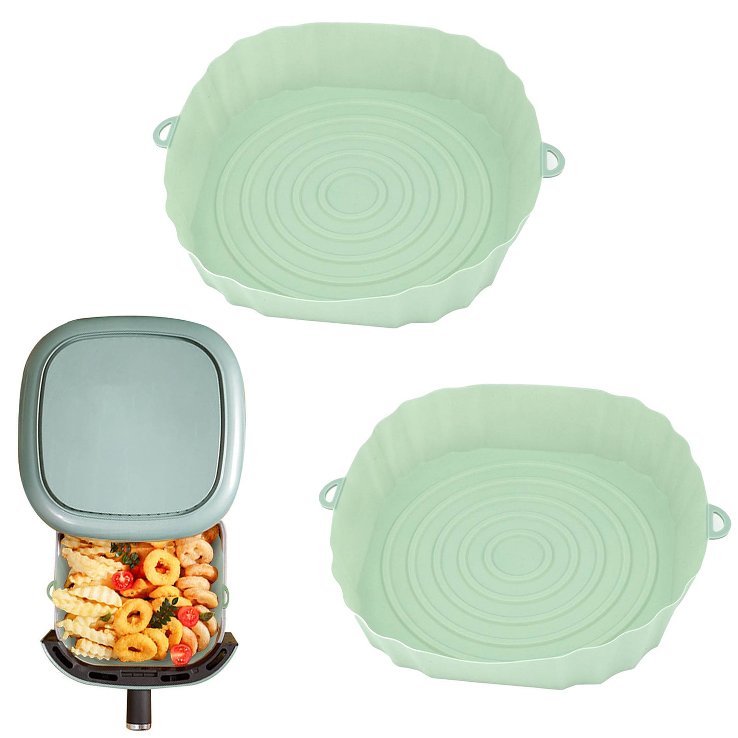 Airfryer Siliconen Mand Siliconen Vorm Airfryer Oven Bakplaat Pizza Gefrituurde Kip Mand Herbruikbare Pan Liner Accessoires