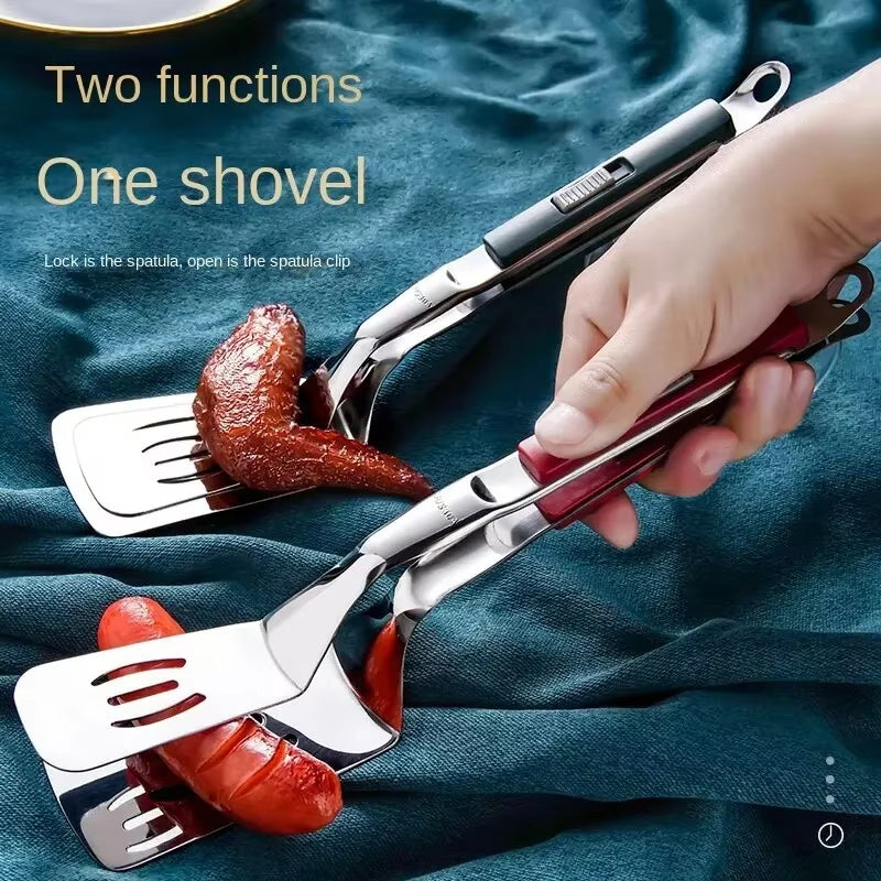 RVS Grillklem, Multifunctionele Spatel Tangen Spatel Tangen Voor Grillen Frituren Barbecue Spatel Clip BBQ Tangen Frituren Vis Spatel Clip Brood Huishoudelijke Keuken Tool