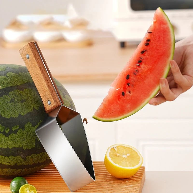 Nieuwe Watermeloen Splijter Watermeloen Snijartifact 430 Roestvrijstalen Snijstuk Splijter Huishoudelijke Meloen Driehoek Snijmes Fruitmes Keuken Gadgets