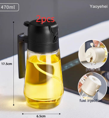 470ML Olijfolie Spuitdispenser Voor Koken BBQ 2 In 1 Glazen Olie Azijn Sojasaus Spray Keuken Olie Fles Voor Air Fryer