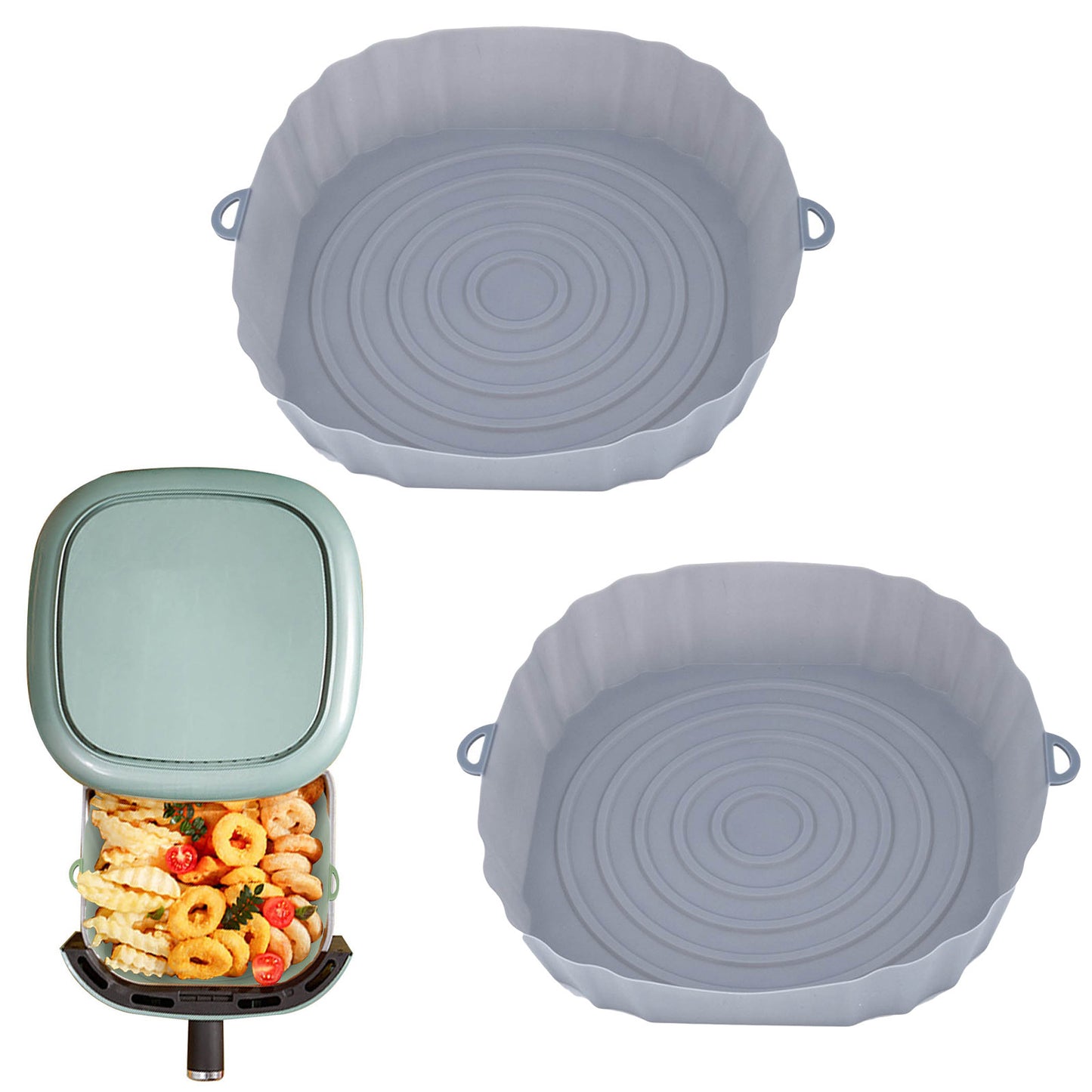 Airfryer Siliconen Mand Siliconen Vorm Airfryer Oven Bakplaat Pizza Gefrituurde Kip Mand Herbruikbare Pan Liner Accessoires