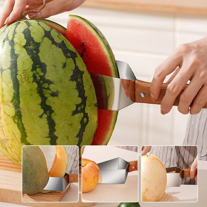Nieuwe Watermeloen Splijter Watermeloen Snijartifact 430 Roestvrijstalen Snijstuk Splijter Huishoudelijke Meloen Driehoek Snijmes Fruitmes Keuken Gadgets