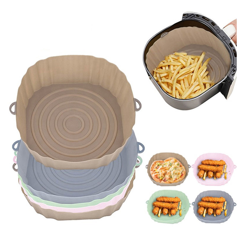 Airfryer Siliconen Mand Siliconen Vorm Airfryer Oven Bakplaat Pizza Gefrituurde Kip Mand Herbruikbare Pan Liner Accessoires
