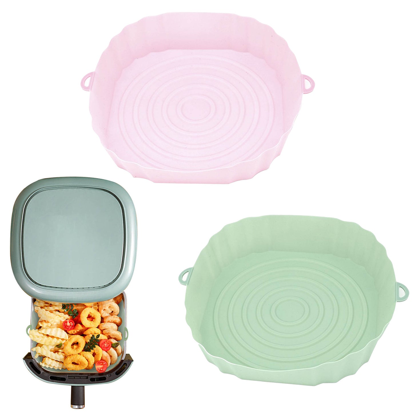 Airfryer Siliconen Mand Siliconen Vorm Airfryer Oven Bakplaat Pizza Gefrituurde Kip Mand Herbruikbare Pan Liner Accessoires