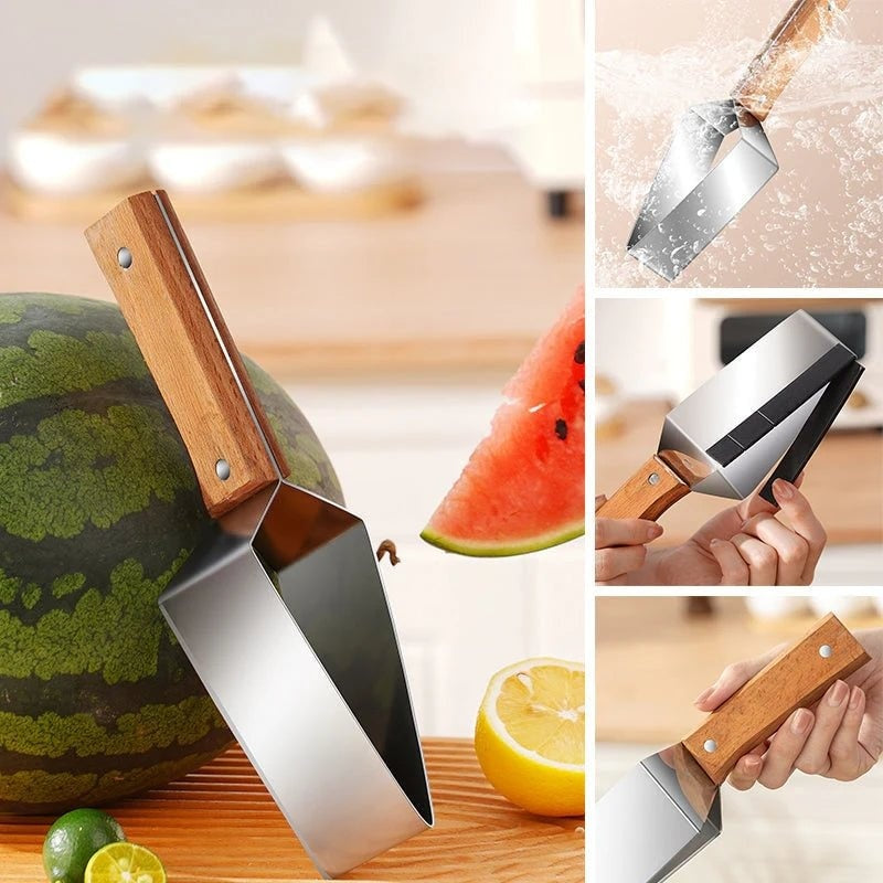 Nieuwe Watermeloen Splijter Watermeloen Snijartifact 430 Roestvrijstalen Snijstuk Splijter Huishoudelijke Meloen Driehoek Snijmes Fruitmes Keuken Gadgets