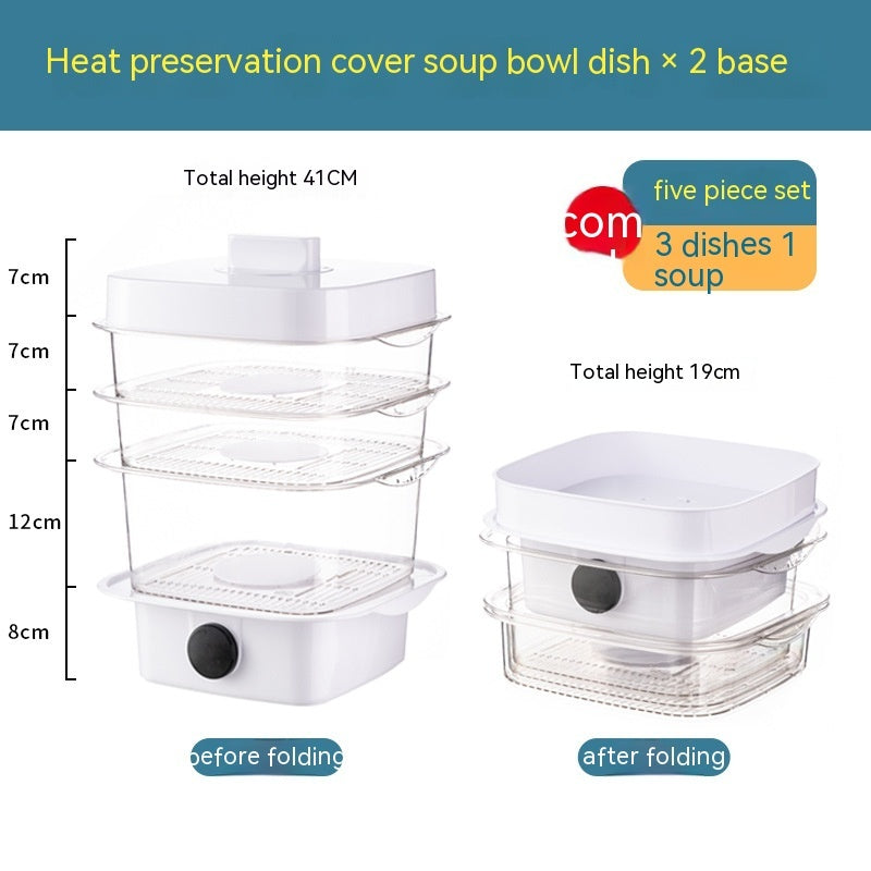 Multi-laags Schotelafdekking Warmtebehoud Keukenafdekking Eettafel Restjes Opslagdoos Transparant Stapel Kookkap Stoompan