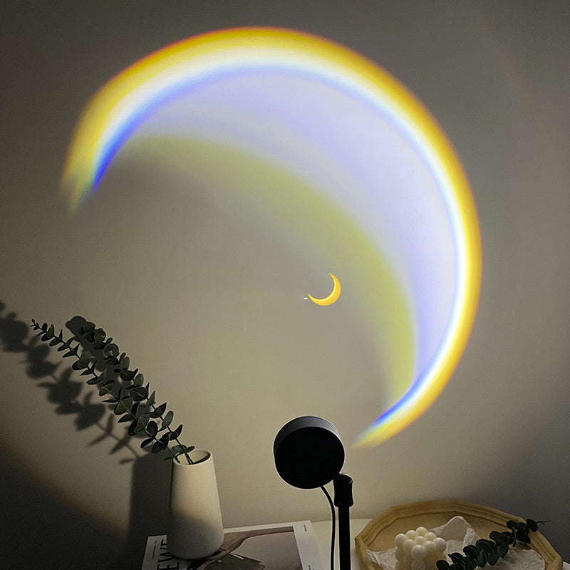 USB Maanlamp LED Regenboog Neon Nacht Zonsondergang Licht Projector Fotografie Wand Sfeer Verlichting Voor Slaapkamer Thuisdecoratie