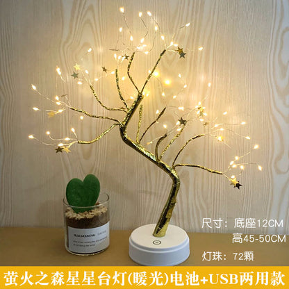 LED Nachtlamp Mini Kerstboom Koperdraad Guirlande Lamp Voor Kinderen Thuis Slaapkamer Decoratie Decor Feestverlichting Vakantieverlichting