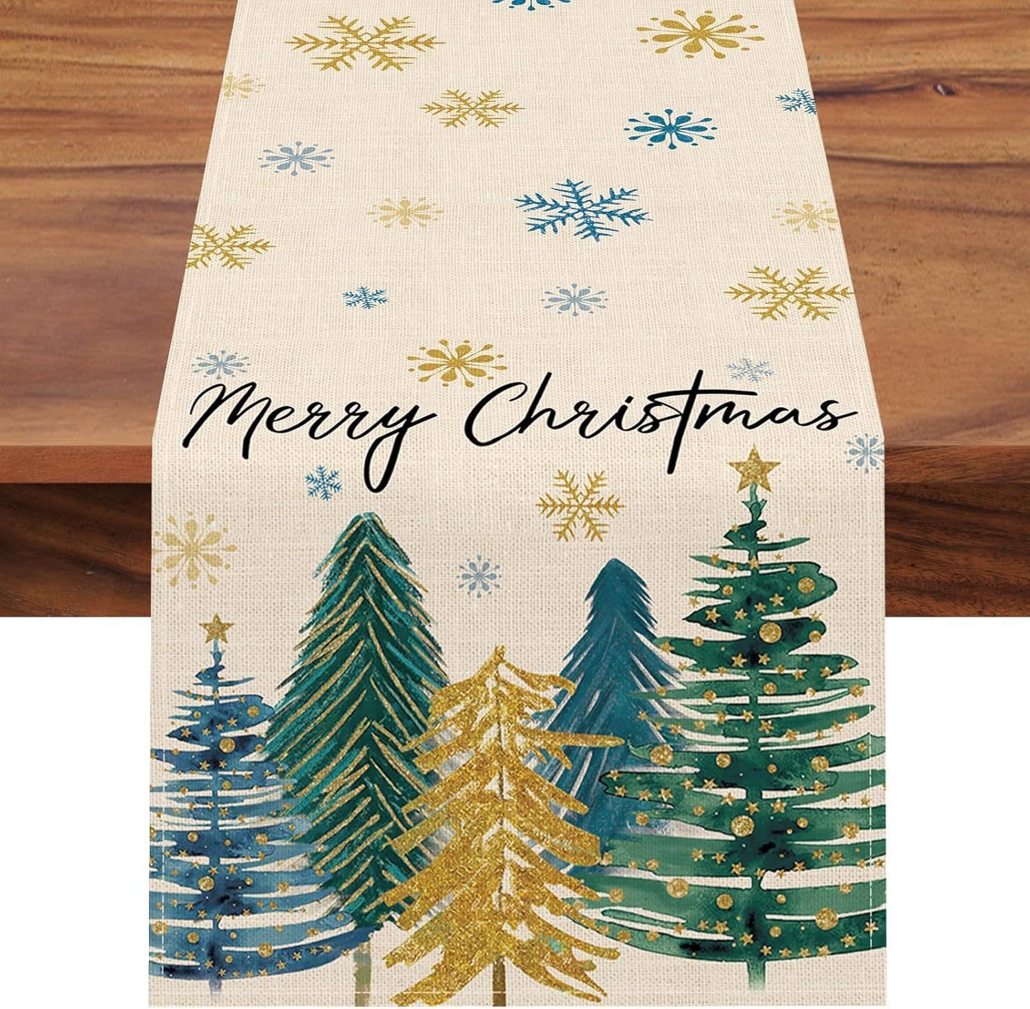 Kerstbomen Vrolijk Kerst Tafelloper, Seizoensgebonden Winter Feest Keuken Eettafel Decoratie Voor Binnen Buiten Thuis Feest Decor 13 X 72 Inch (33 x 183 cm)