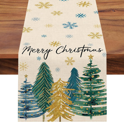 Kerstbomen Vrolijk Kerst Tafelloper, Seizoensgebonden Winter Feest Keuken Eettafel Decoratie Voor Binnen Buiten Thuis Feest Decor 13 X 72 Inch (33 x 183 cm)