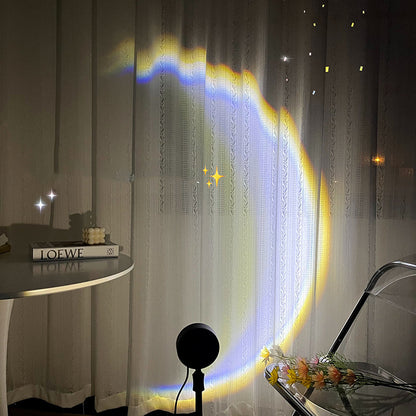 USB Maanlamp LED Regenboog Neon Nacht Zonsondergang Licht Projector Fotografie Wand Sfeer Verlichting Voor Slaapkamer Thuisdecoratie