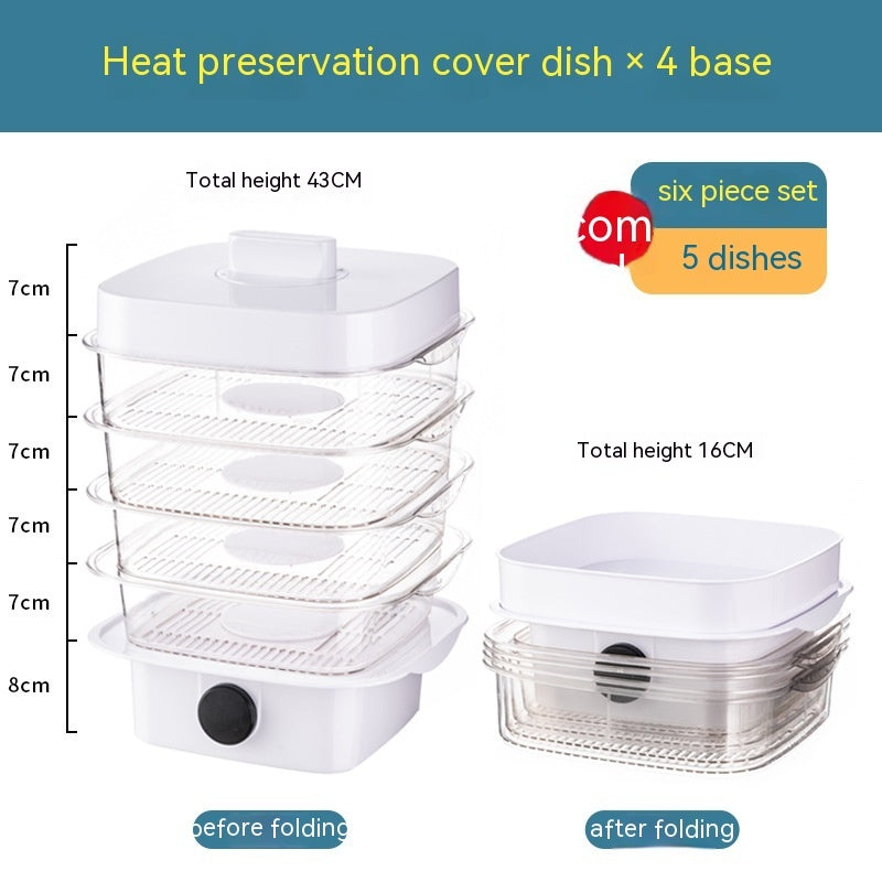 Multi-laags Schotelafdekking Warmtebehoud Keukenafdekking Eettafel Restjes Opslagdoos Transparant Stapel Kookkap Stoompan