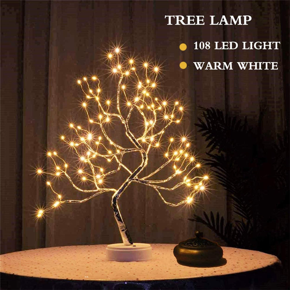 LED Nachtlamp Mini Kerstboom Koperdraad Guirlande Lamp Voor Kinderen Thuis Slaapkamer Decoratie Decor Feestverlichting Vakantieverlichting