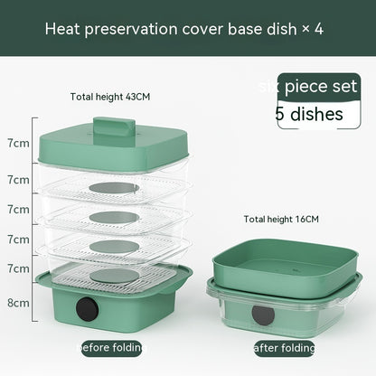 Multi-laags Schotelafdekking Warmtebehoud Keukenafdekking Eettafel Restjes Opslagdoos Transparant Stapel Kookkap Stoompan