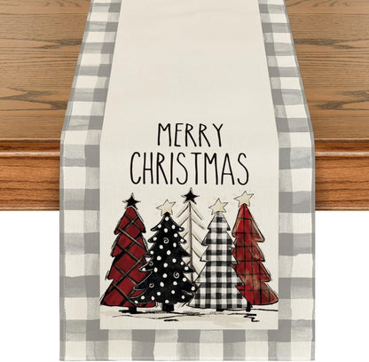 Kerstbomen Vrolijk Kerst Tafelloper, Seizoensgebonden Winter Feest Keuken Eettafel Decoratie Voor Binnen Buiten Thuis Feest Decor 13 X 72 Inch (33 x 183 cm)