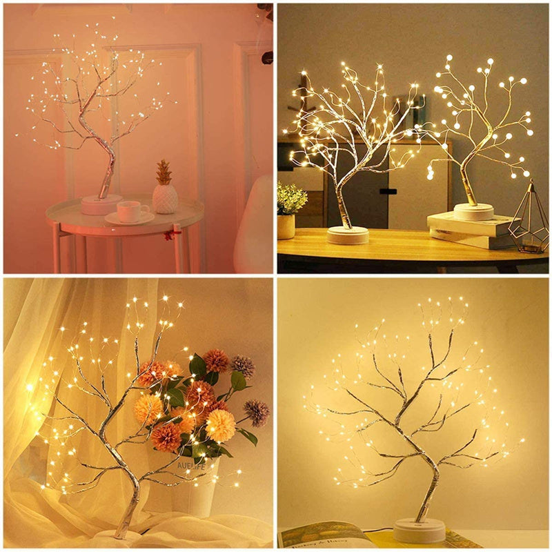 LED Nachtlamp Mini Kerstboom Koperdraad Guirlande Lamp Voor Kinderen Thuis Slaapkamer Decoratie Decor Feestverlichting Vakantieverlichting