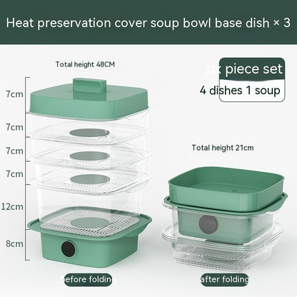 Multi-laags Schotelafdekking Warmtebehoud Keukenafdekking Eettafel Restjes Opslagdoos Transparant Stapel Kookkap Stoompan