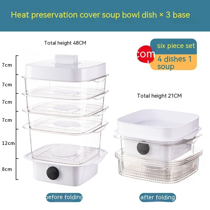 Multi-laags Schotelafdekking Warmtebehoud Keukenafdekking Eettafel Restjes Opslagdoos Transparant Stapel Kookkap Stoompan