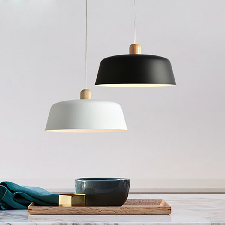 Noordse Houten Hanglamp Verlichtingsarmatuur Rond Keuken Eetkamer Hanglamp Suspensie Licht Woondecoratie Zwart Bedlampje