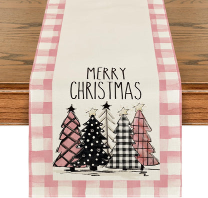 Kerstbomen Vrolijk Kerst Tafelloper, Seizoensgebonden Winter Feest Keuken Eettafel Decoratie Voor Binnen Buiten Thuis Feest Decor 13 X 72 Inch (33 x 183 cm)