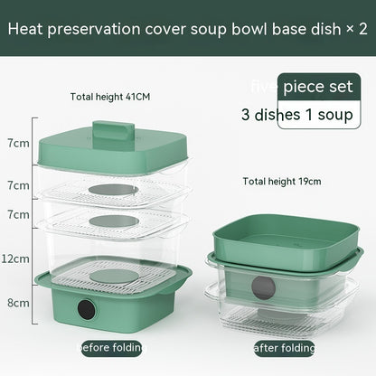 Multi-laags Schotelafdekking Warmtebehoud Keukenafdekking Eettafel Restjes Opslagdoos Transparant Stapel Kookkap Stoompan